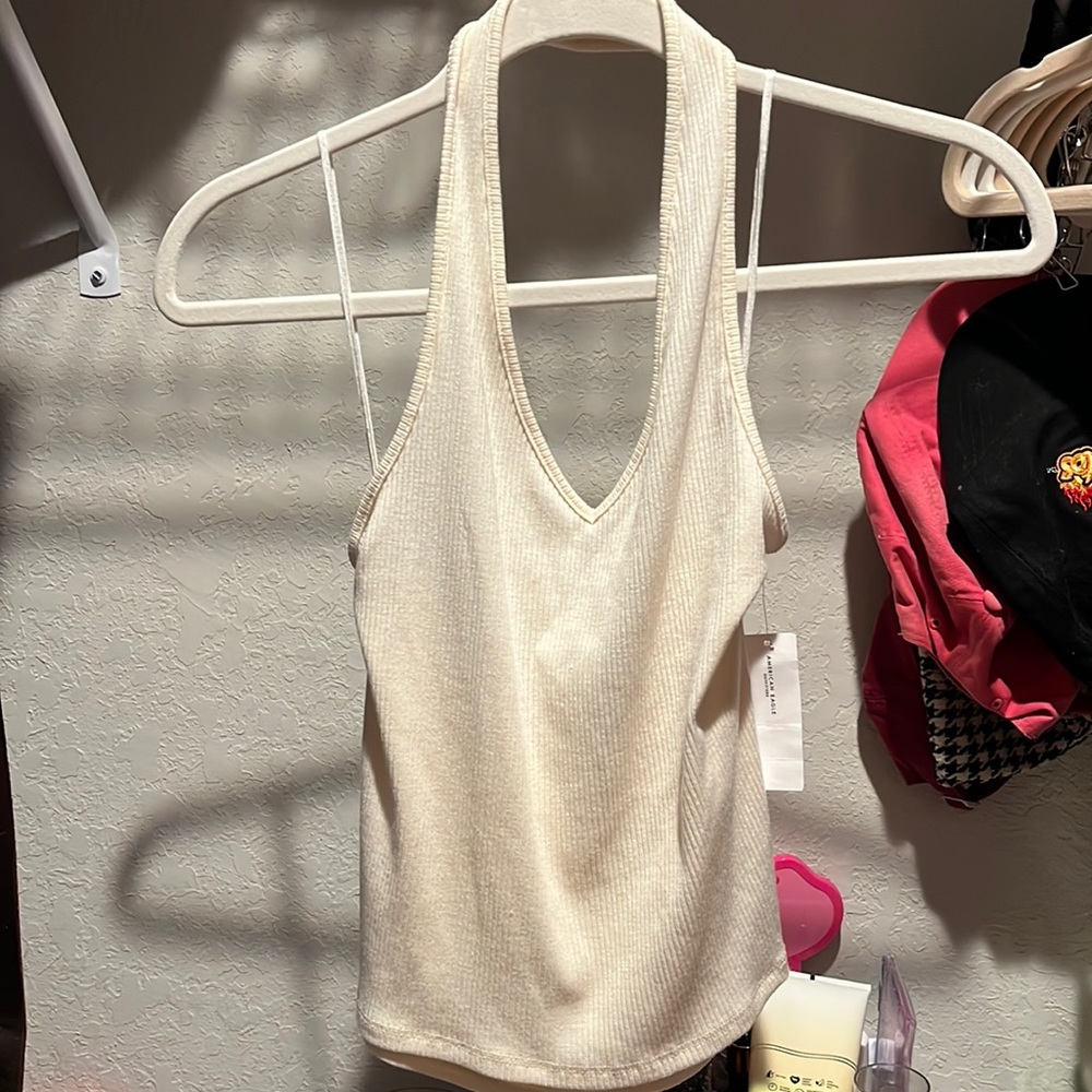 American Eagle Cotton Ribbed Halter Top